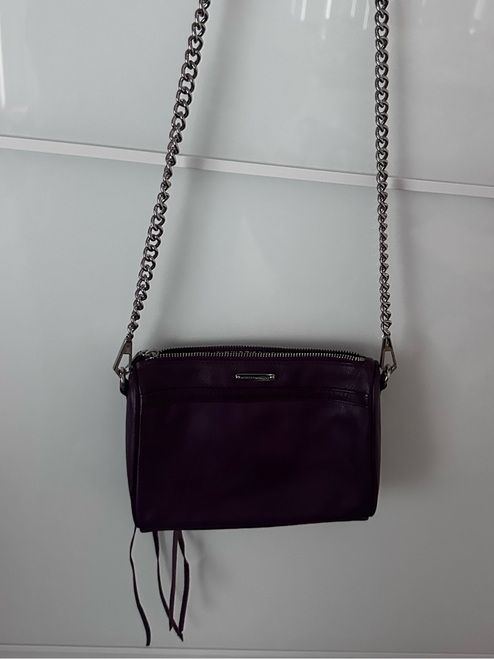 Women's Shoulder Crossbody Bag in Deep Plum with Chain Strap